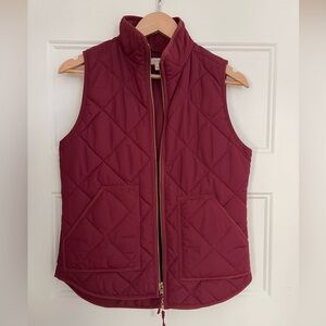 Jcrew cranberry/burgundy red Quilted Vest Xs